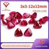 Rubi Sintético de Alta Qualidade Formato Triangular Gordo 5 # Corindo Vermelho Rubi Gordo Sintético com Fundo Pontiagudo Pedra Solta em Estilo de Luxo Leve