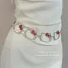 Moda Vintage Retrô Corrente de Cintura Cheia de Diamantes Hello Kitty Coração Feminino Prata Cheio de Diamantes Exagerado Doce Cool Elegante Corrente de Cintura
