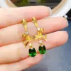 Venta al por mayor de fábrica Pendientes de botón populares de Diopsida natural Plata S925 Incrustado Piedra principal 6*8 Joyería de lujo Venta directa de fábrica