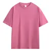 Camiseta holgada de manga corta de algodón peinado puro de 230 g para hombre, con hombros descubiertos, color blanco puro, estilo americano, de manga corta pesada.