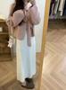 Falda de Terciopelo Suave y Cera de Mapache para Mujer Otoño e Invierno Popular Falda de un Paso 2023 Nueva Falda Larga de Lana Tejida Engrosada