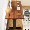 Escritorio Eléctrico de Madera Maciza con Altura Ajustable para Uso Doméstico, Escritorio para Computadora de Escritorio con Patas Reforzadas, Escritorio de Oficina, Escritorio de Estudio de Madera de Caucho
