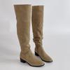 Botas Altas de Tacón Grueso Versátiles Estilo Retro Moda Otoño e Invierno Elegantes Diosa Europea y Americana Botas de Tacón Alto para Mujer