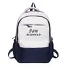 Nueva Mochila Escolar para Estudiante de Secundaria Femenina Mochila Nueva de Gran Capacidad Estampado de Letras Versión Coreana Color de Contraste Estudiante Universitario