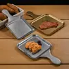 Prato Quadrado Retro de Aço Inoxidável, Prato Criativo para Comida Ocidental, Prato para Lanches, Prato Antigo para Jantar com Alça, Prato Rasinho, Bandeja de Prato Plano