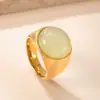 Comercio exterior transfronterizo joyería fundición anillo redondo piedra natural acero de titanio vintage retro acero inoxidable anillo de pareja