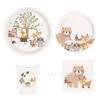Mm048 Animal del Bosque Pequeño Fresco Fiesta Fiesta Banner 8 Personas Plato de Papel de 4 Piezas Vaso de Papel de Seda