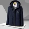 Chaqueta de algodón de calidad real engrosada con felpa para hombre 2026 nueva chaqueta de trabajo de longitud media multibolsillos a prueba de viento