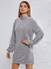 Primavera 2026 Roupas Femininas Europeias e Americanas Transfronteiriças Vestido Pied-de-Poule Bolinhas Cintura Marcada Manga Longa Lançamento