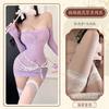 Top Tubo Manga Manga Longa Malha Transparente Saia de Cadarço Tentação Rasgada Pijama Roupa Íntima Sexo Feminina Sexy Puro Desejo W11