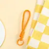 Llavero de Peluche de Cuerda Tejida a Mano de Color Sólido Lanyard Corto Portátil para Teléfono Colgante Decorativo para Bolso