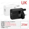 Cargador de un solo puerto Tipo-C para venta al por mayor del fabricante Estándar Europeo, Americano y Británico Adaptador de Carga Rápida Qc3.0 Enchufe para Teléfono Móvil Pd25W