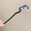 Grampo de cabelo de flor de magnólia, grampo de cabelo de estilo antigo, acessório de cabelo Hanfu, acessório de cabelo de cheongsam para mulheres, grampo de metal com pérola e franja, grampo de cabelo de jade