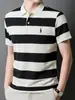 Nueva Camisa Polo de Verano Manga Corta Camiseta Rayada de Moda Ropa Bordada para Hombres de Mediana Edad Casual Manga Corta Cuello Solapa Venta al por Mayor