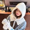 Pasamontañas de Corea del Sur, gorro y bufanda de una pieza para mujer, cálido, con protección para las orejas, capucha y cuello, gorro de lana de punto, para otoño e invierno.