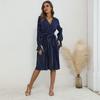 Amazon Comercio Exterior 2024 Nuevo Otoño e Invierno Vestido Francés de Tirantes Falda Calada Transfronterizo Cuello en V Plisado Lunares