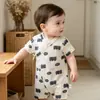 Macacão de Bebê Verão Manga Curta Fino Classe A Recém-Nascido Borboleta Macacão Sem Costura Roupa de Ar Condicionado