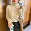 Suéter de cachemira suave talla grande para mujer, otoño e invierno, prenda exterior holgada, camiseta base de punto de cuello semi-alto, nueva prenda interior, top suave