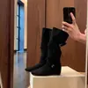 Botas western cowboy retrô femininas petite com aumento de altura, novas botas de montaria de cano alto para o outono de 2026, botas de cano alto para mulheres