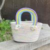 Nova Bolsa de Menina 2024 Nova Bolsa Nuvem Arco-Íris Bolsa Infantil de Palha Bolsa de Palha de Grande Capacidade Estilo Coreano