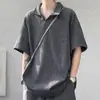 Camisa Polo con Textura de Espiga Camiseta de Manga Corta Traje Deportivo Casual para Hombre Verano Marca de Moda Americana Pantalones Cortos Conjunto de Dos Piezas