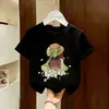 Camiseta de Verano Moderna para Niñas Pequeñas, Nueva Moda de Manga Corta Estilo Dibujos Animados Linda, Camiseta Estampada de Algodón Puro T2026