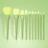 Color caramelo 10 brochas de maquillaje traje para principiantes mango de cepillo integrado cerdas suaves brocha suelta brocha para sombra de ojos brocha para base