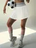 Falda plisada de fitness y yoga de seda de leche a rayas blancas y negras, ultra corta, protectora del sol, de secado rápido para exteriores, falda corta de bádminton y tenis