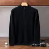 Suéter de cachemira 2026 invierno nuevo para hombre cuello alto base siete agujas doble hilo engrosado media cremallera suéter cálido