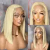 Pelucas de malla frontal Estilo Nuevo Europeo y Americano Set de Peluca de Malla Frontal para AliExpress Mujeres Cabello Corto Recto Rubio Claro
