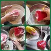 Esponja Esfoliante Coração Rosa Dupla Face Efeito Duplo Remoção de Manchas Esponja de Limpeza Esfoliante Escova para Lavar Louça de Cozinha Esfoliante para Panelas Esfoliante Espumante