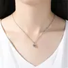 Colar simples com pingente de diamante único de seis garras joias coreanas atacado pingente de diamante grande de prata venda quente Taobao