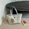 Bolsa de palha tecida da moda estilo coreano para mulheres, nova bolsa de ombro casual da moda 2026, bolsa de axila de grande capacidade