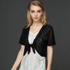 Cárdigan fino de encaje de cintura pequeña para mujer, estilo europeo y americano, de organza, manga corta y escote en V