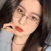 Gafas para Miopía Sin Montura de Titanio Puro Ultraligeras para Mujer en Línea Se Pueden Equipar con Lentes Graduados para Caras Grandes y Aspecto Adelgazante Marcos de Ojos para Mujer