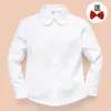 Camisa Infantil Branca Manga Longa Renda Gola Redonda Primavera & Outono Versátil Crianças Médias e Grandes Uniforme Escolar Camisa para Meninas
