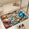 Tapete de Piso de Tierra de Diatomeas con Diseño 3D de Concha Marina y Estrella de Mar, Fuerte Absorción de Agua, Secado Rápido, Antideslizante, Tapete de Baño Colorido para la Entrada del Baño