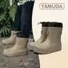 Botas de Lluvia con Cordón para Hombre Nuevas Impermeables para Senderismo al Aire Libre Zapatos de Agua Casuales Botas Cortas de Pareja Botas de Lluvia de Media Pantorrilla