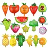 Globo de Película de Aluminio de Frutas y Verduras de Dibujos Animados para Fiesta de Verano Cactus Tropical Piña Sandía Fresa Globo de Película de Aluminio