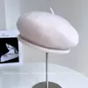 Boina Tridimensional com Borda Enrolada Chapéu de Lã Tricotado Feminino Outono e Inverno Chapéu de Cogumelo Cantante Fofo Chapéu de Aeromoça Versátil na Moda