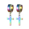 Pendientes de Acero Inoxidable Listos para Usar, Estilo Hip-Hop Transfronterizo, Multicolores, Cruzados, Hebillas para Oreja, Pendientes, Unisex