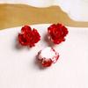 Pendientes de resina personalizados a juego con colores, perforados, tridimensionales, con forma de rosa, para hacer tú mismo, parche para tocado, accesorios de joyería al por mayor