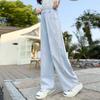 Pantalones de Verano Finos Sueltos Anti-Mosquitos de Mezclilla Tencel con Cordón Floral para Niñas 2025 Pantalones Frescos Rectos de Pierna Ancha