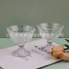 Vaso Alto Rayado Vertical Estilo Retro Ins para Helado, Vaso de Vidrio para Postre, Vaso para Helado, Vaso Alto de Vidrio, Vaso para Jugo, Vaso para Agua