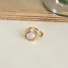 Anillo Multicapa Colorido de Blogger Coreana para Mujer, Incrustado con Piedras Naturales, Anillo Abierto de Cobre de Alta Gama Estilo Francés Chapado en Oro Real