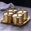 Tarro de condimentos creativo dorado 304, tarro de condimentos para cocina, sal, chile, vinagre, salsa de soja, tarro de almacenamiento, juego para el hogar