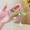 Corda de Cabelo de Fada Mori Infantil Flor Lírio da Primavera Flor com Borla Faixa de Cabelo Elástica Alta para Meninas