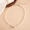 Collar Redondo de Perlas Transfronterizo Europeo y Americano Estilo Minimalista Moderno Cadena de Clavícula Simple Lujo Ligero Sensación de Alta Gama Collar para Viajar al Trabajo para Mujeres