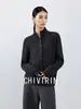 Cardigan de Tricô Simples com Gola Meia-Alta e Mangas Longas, Estilo Novo para o Inverno de 2026, para Mulheres com Design Único e Temperamento Elegante, Feito de Lã de Ovelha