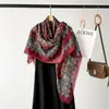Chal Grande Estampado de Leopardo Transfronterizo Venta al por Mayor Bufanda de Imitación de Algodón y Lino Bufanda Exterior Estampada Bufanda Cuadrada Grande de 135 cm para Mujer